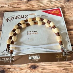 Creative Naturals Tan and Brown Cube Wooden Bead Bag Handles